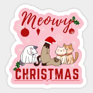 Meowy Christmas the funny merry Christmas concept for cat lover Sticker